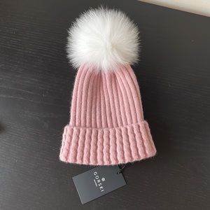 Gorski Montreal Knit Hat with Fox Fur Pompom